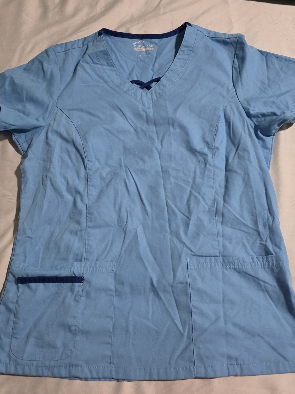 Light Blue Women's V-Neck Scrub Top